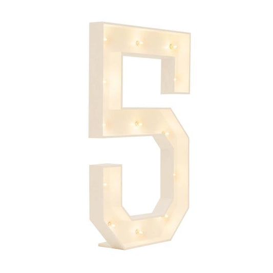Wood Marquee Number "5"  A & D Party Rentals