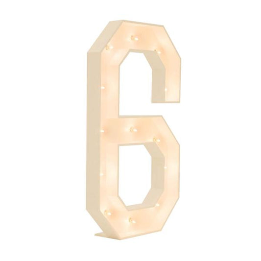 Wood Marquee Number "6"  A & D Party Rentals