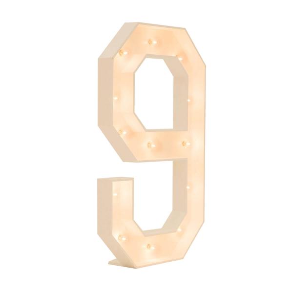 Wood Marquee Number "9"  A & D Party Rentals