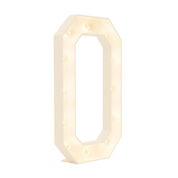 Wood Marquee Number "0"